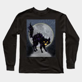 Child of the Moon and the Underworld - Evil black cat illustration Long Sleeve T-Shirt